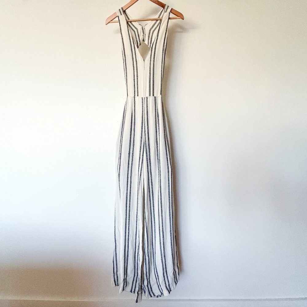 Vintage Reformation Wide Leg Striped Jumpsuit Open Back